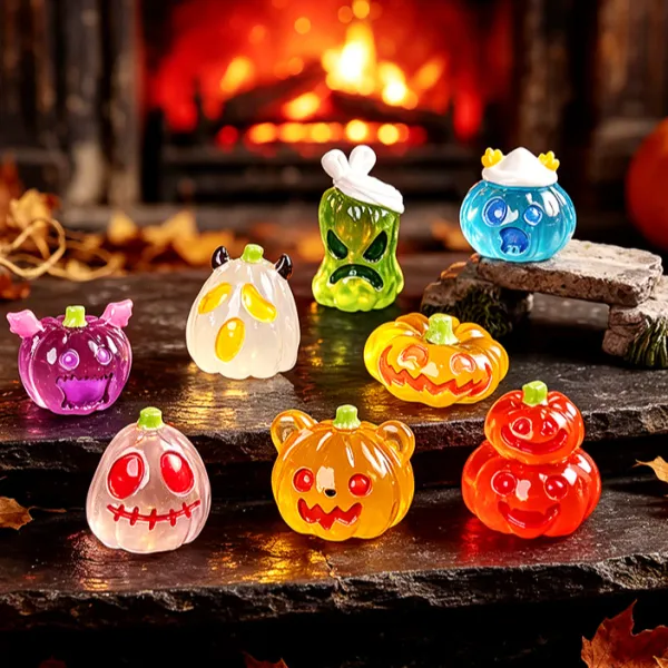 8Pcs Halloween Kawaii Luminous Mini Figurine