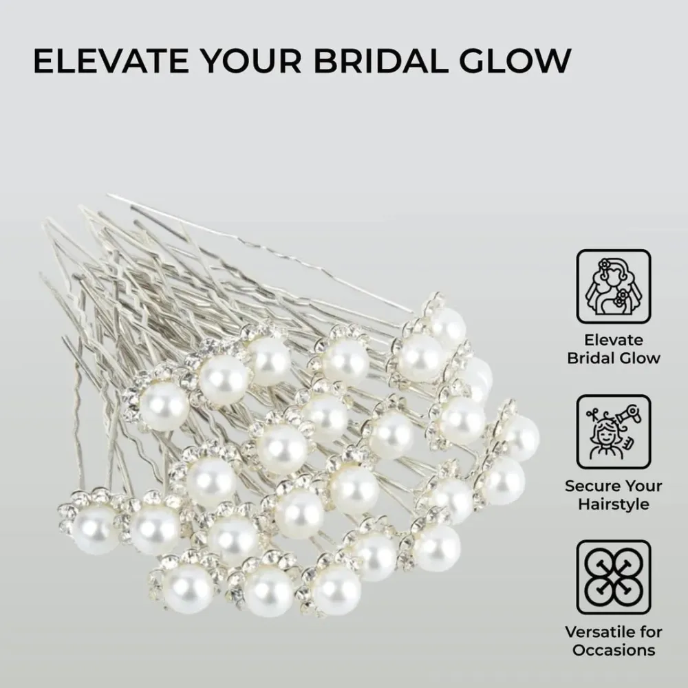 Forty-Piece U-Shaped Pearl Metal Hair Clips Set