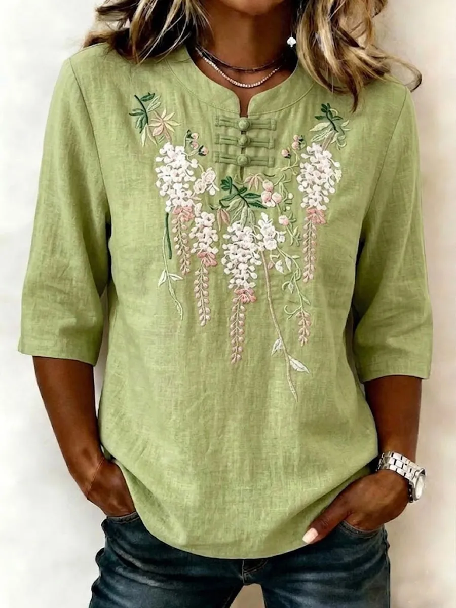 Women'S Cotton And Linen Casual Top