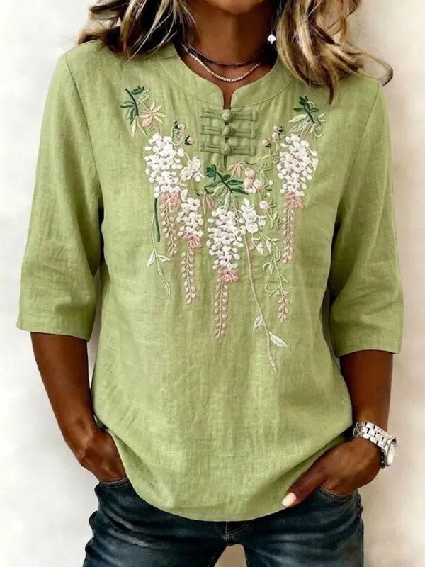 Women'S Cotton And Linen Casual Top
