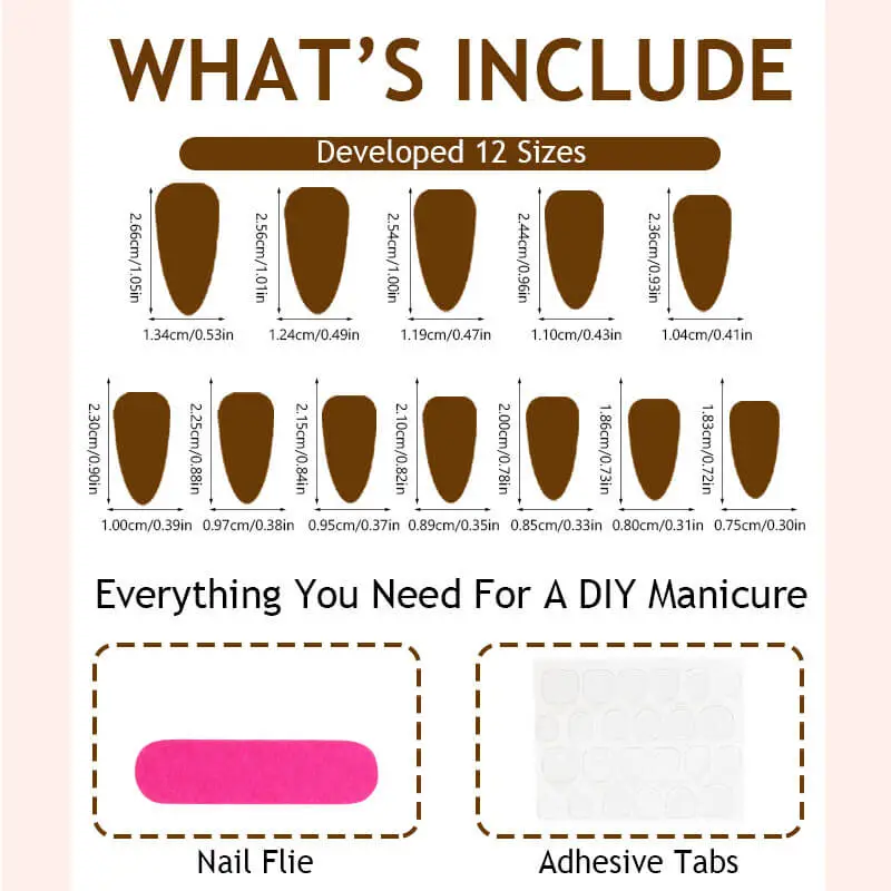 Nailhour 24Pcs 3D Rhinestone Medium Almond Press On Nails