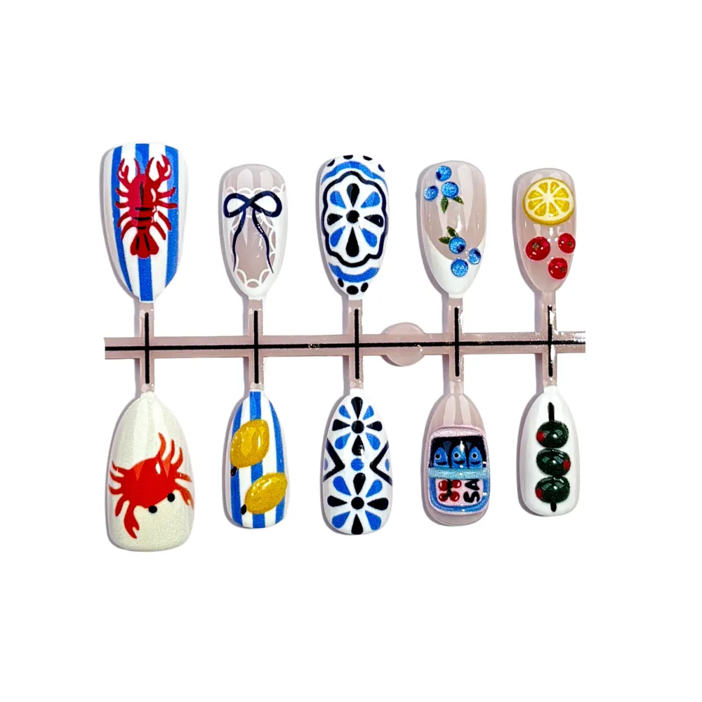 Nailhour Beach Medium Multicolor Holiday Summer Islands 30Pcs Press On Nails