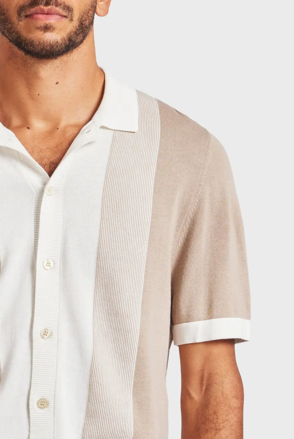 Stripe Knit Short Sleeve Shirt