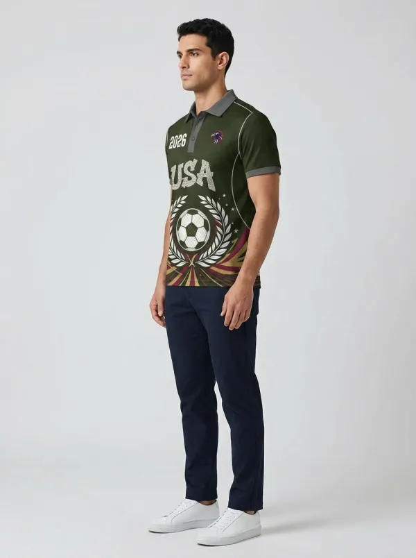 Men's USA 2026 Soccer Eagle Laurel Printed Polo Shirt