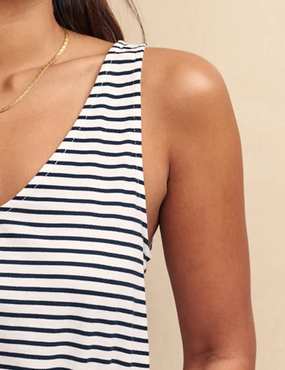 Black and White Stripe Swing Vest Top