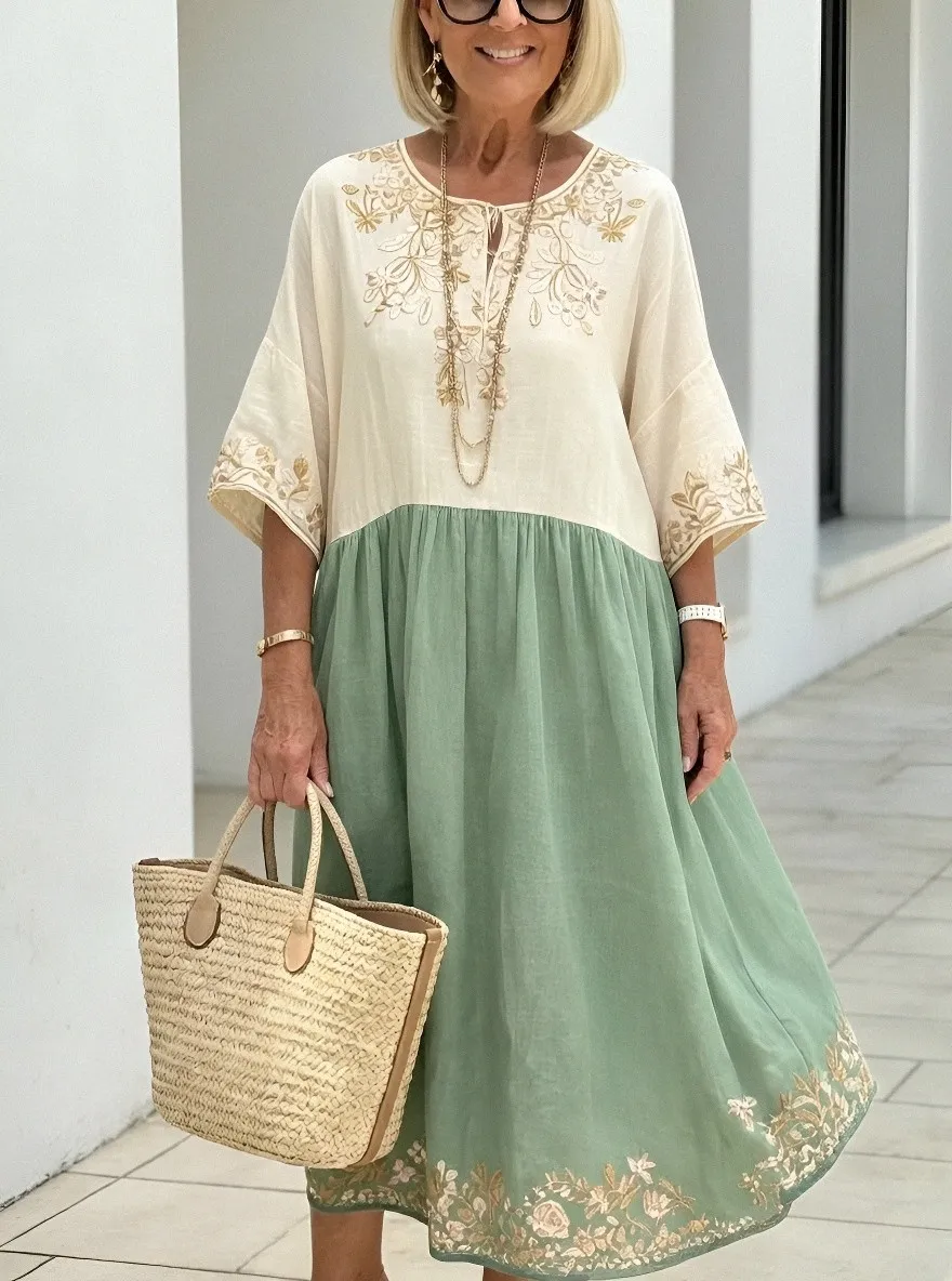 Women's Summer Vacation Floral Embroidery Printed Dress