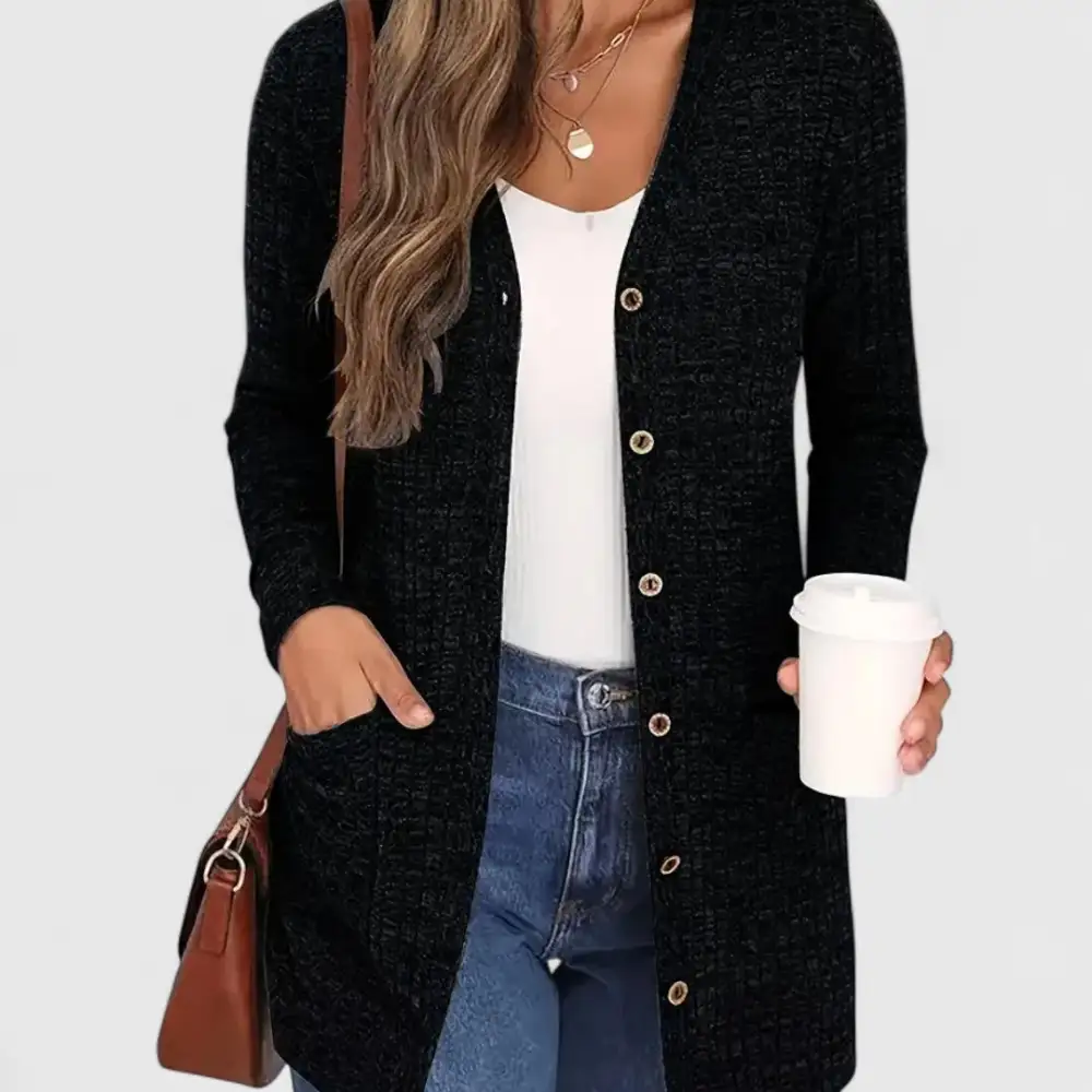 V-Neck Pocket Classic Cardigan