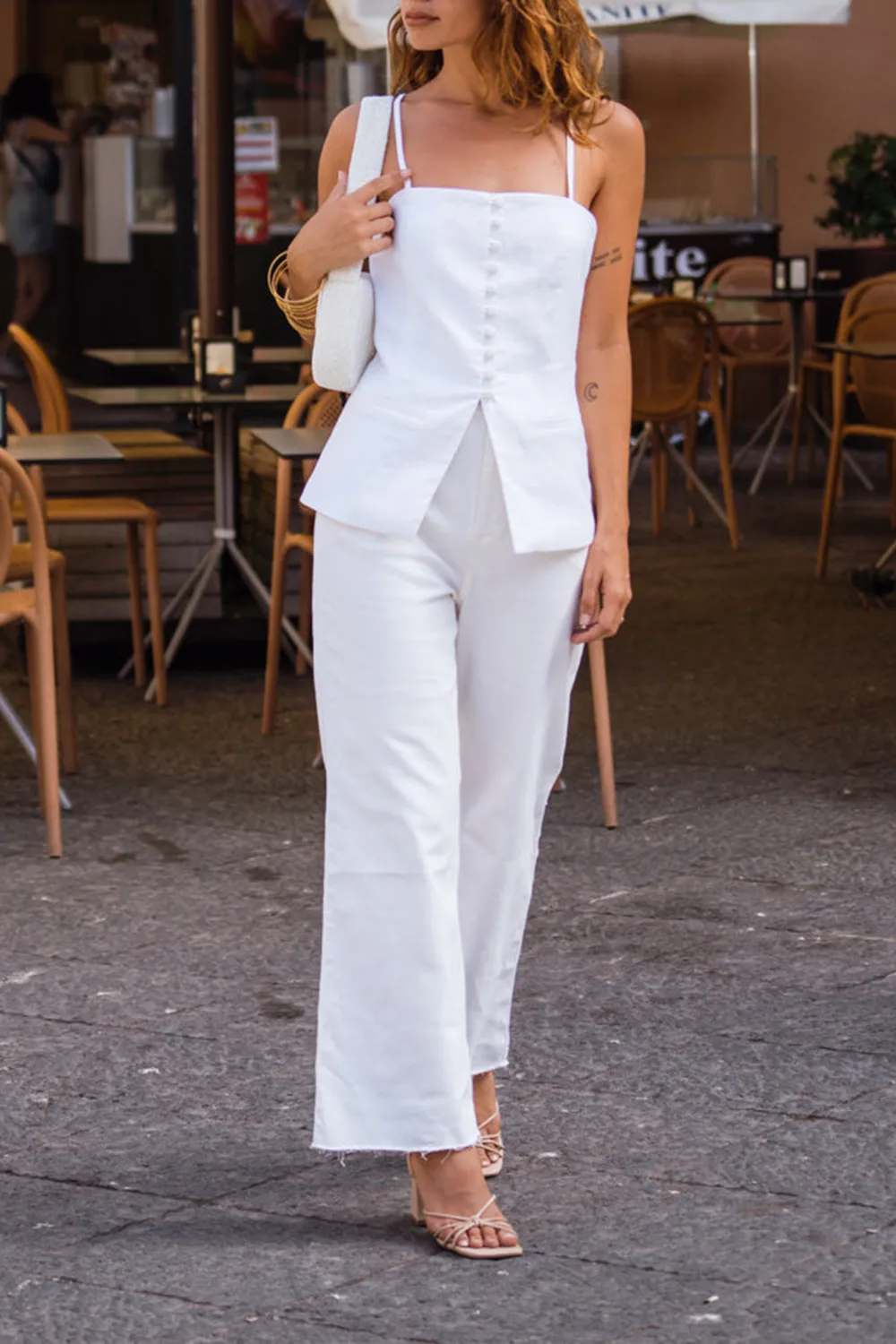 Seaside White High Rise Straight Leg Jeans