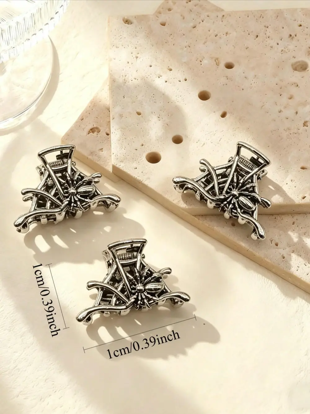3pcs Metal Black Spider Web Hair Clips