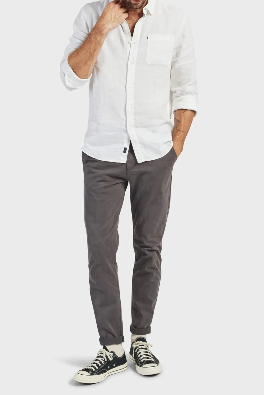 Micro Print Linen Blend Casual Button Up Shirt