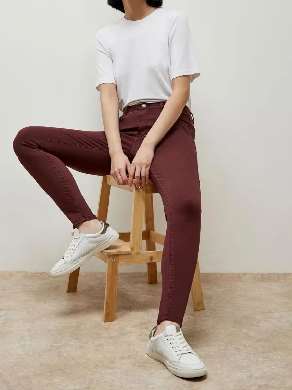 Burgundy Skinny Fit Jeans