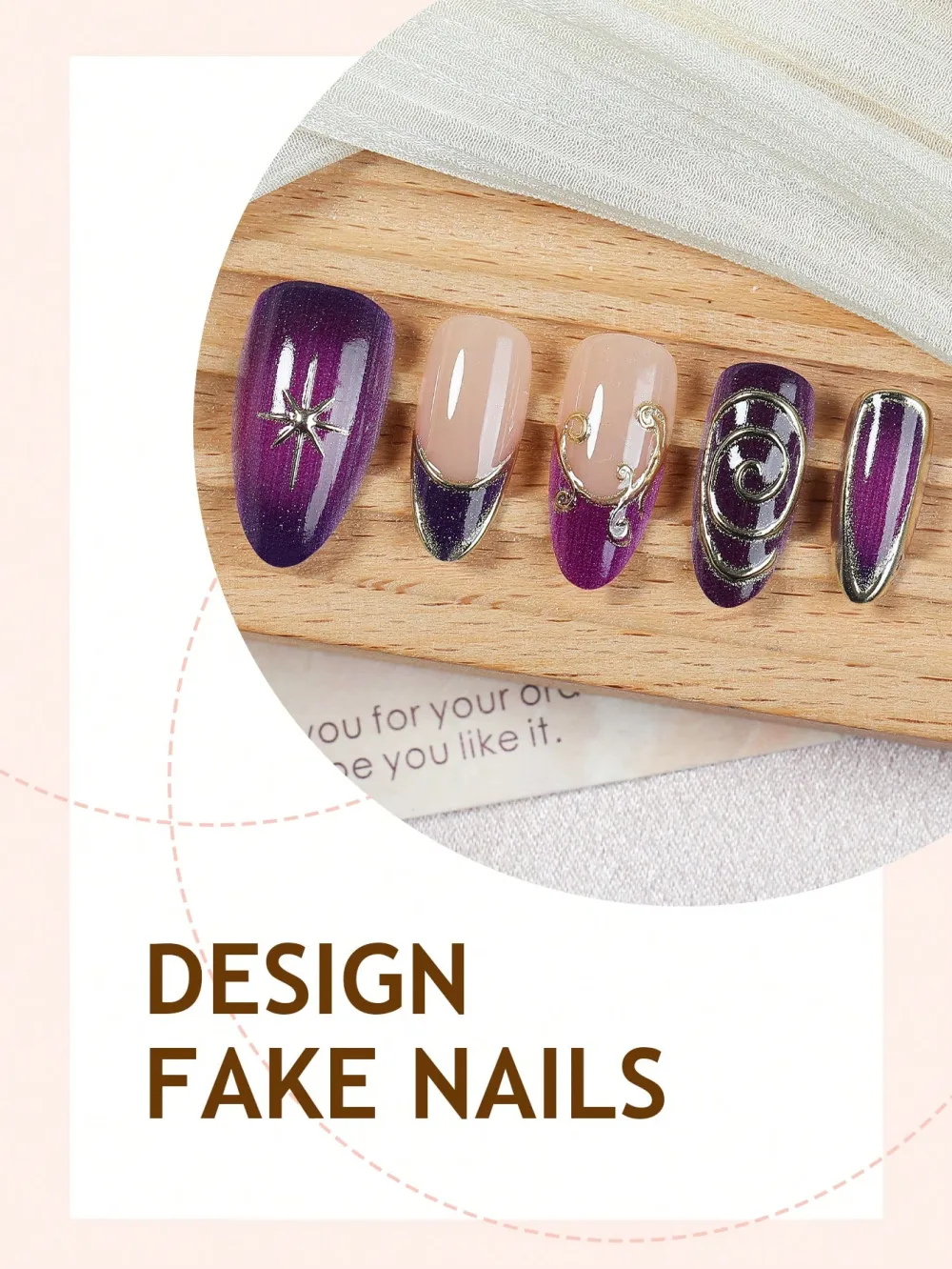 Nailhour 10pcs Y2K Style French Purple 3D Press On Nails