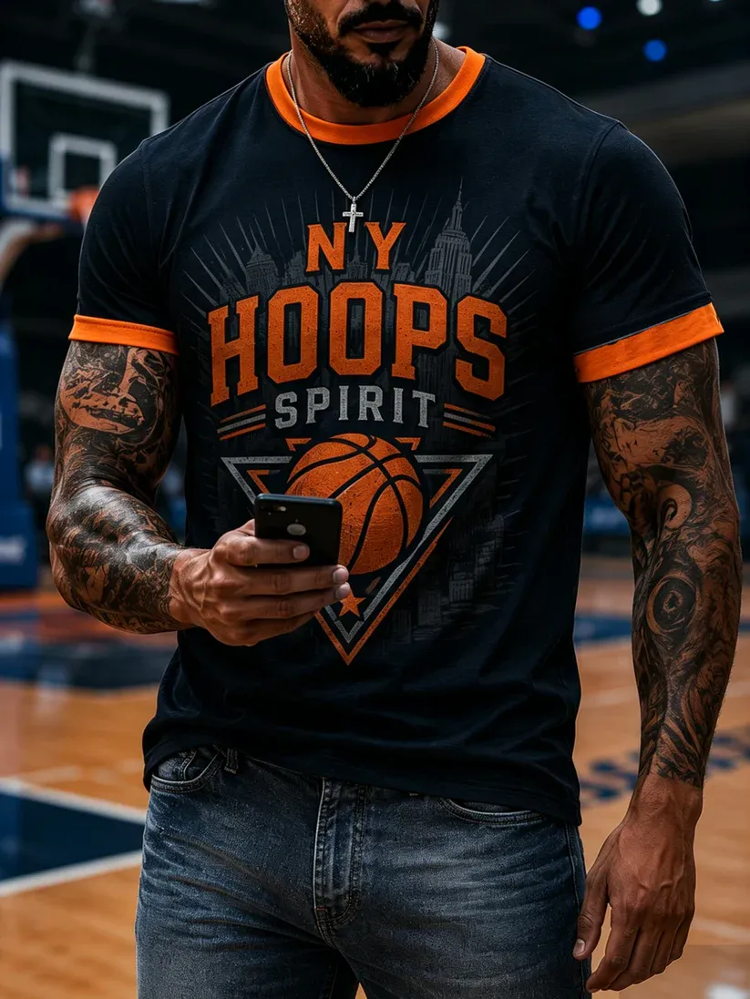 Men's Basketball Print T-shirt