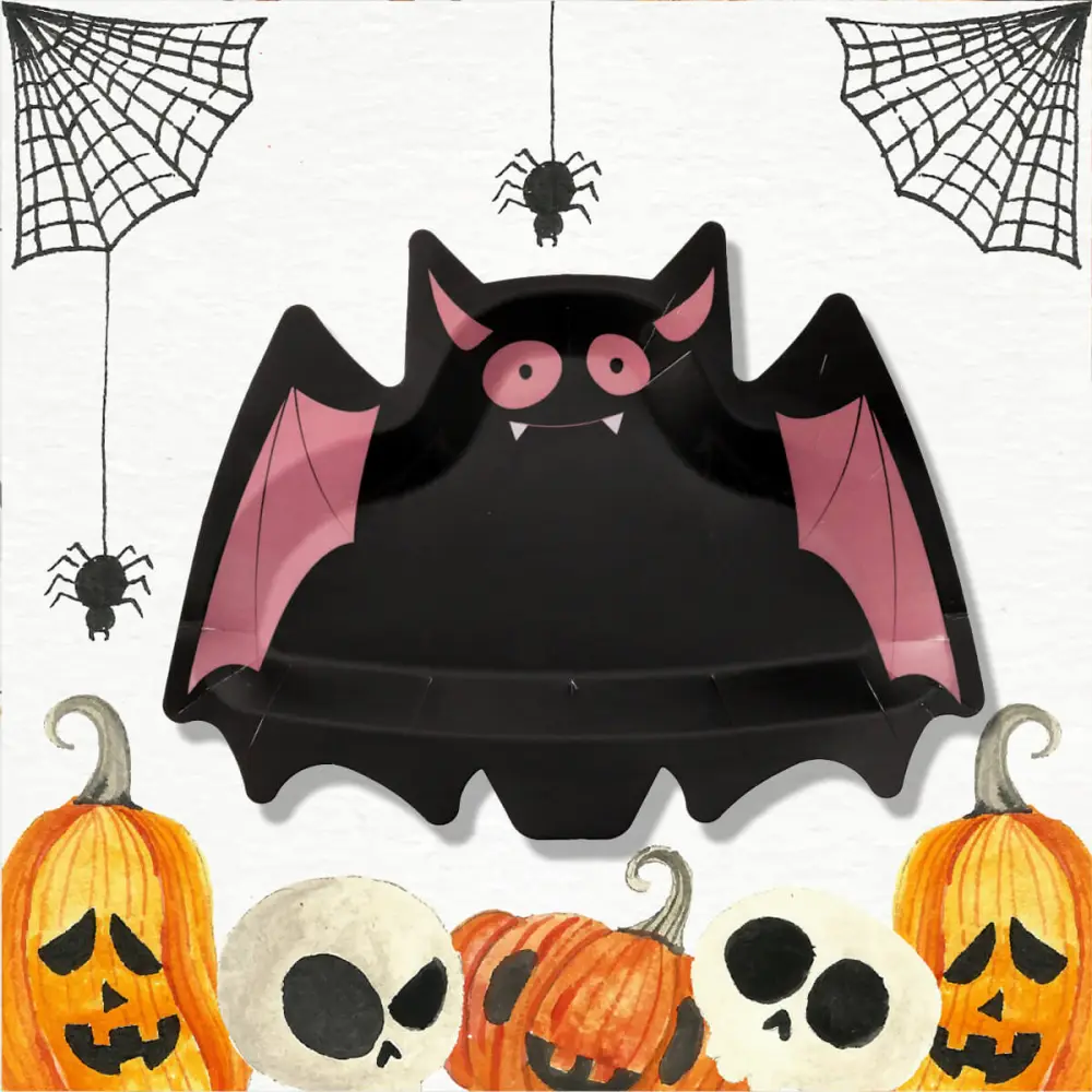 10 Pcs Halloween Series Bat Birthday Party Alien Paper Plates (Disposable)