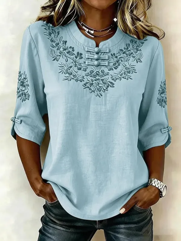 Women'S Floral Art Printed Casual Top