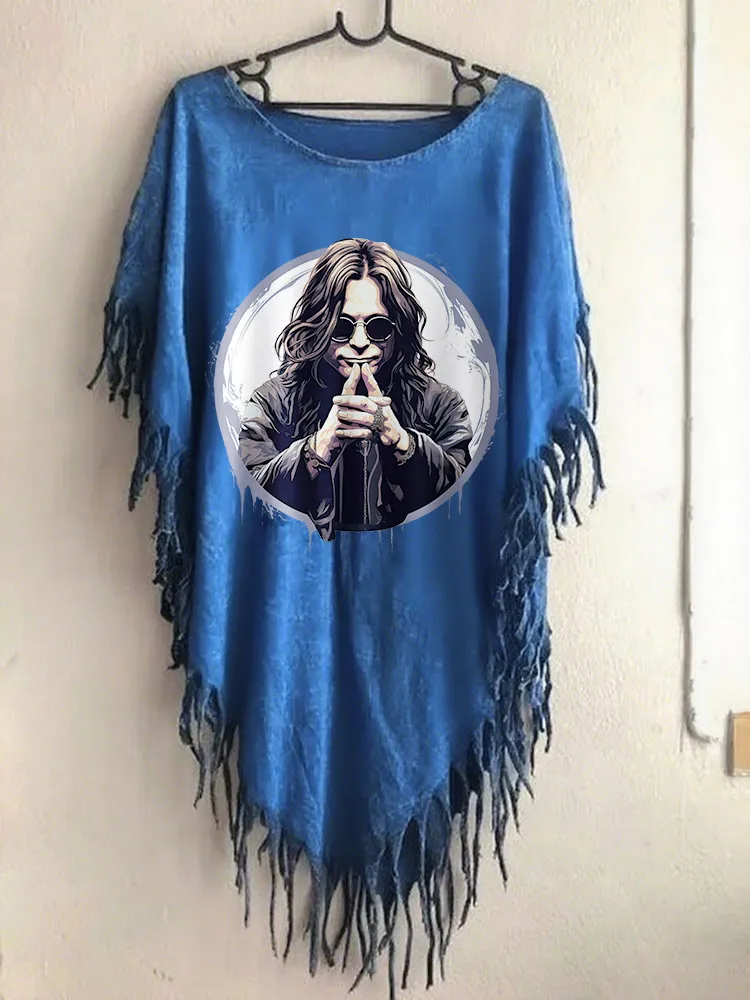 Women'S Gothic Art Pattern Irregular Hem  Cape