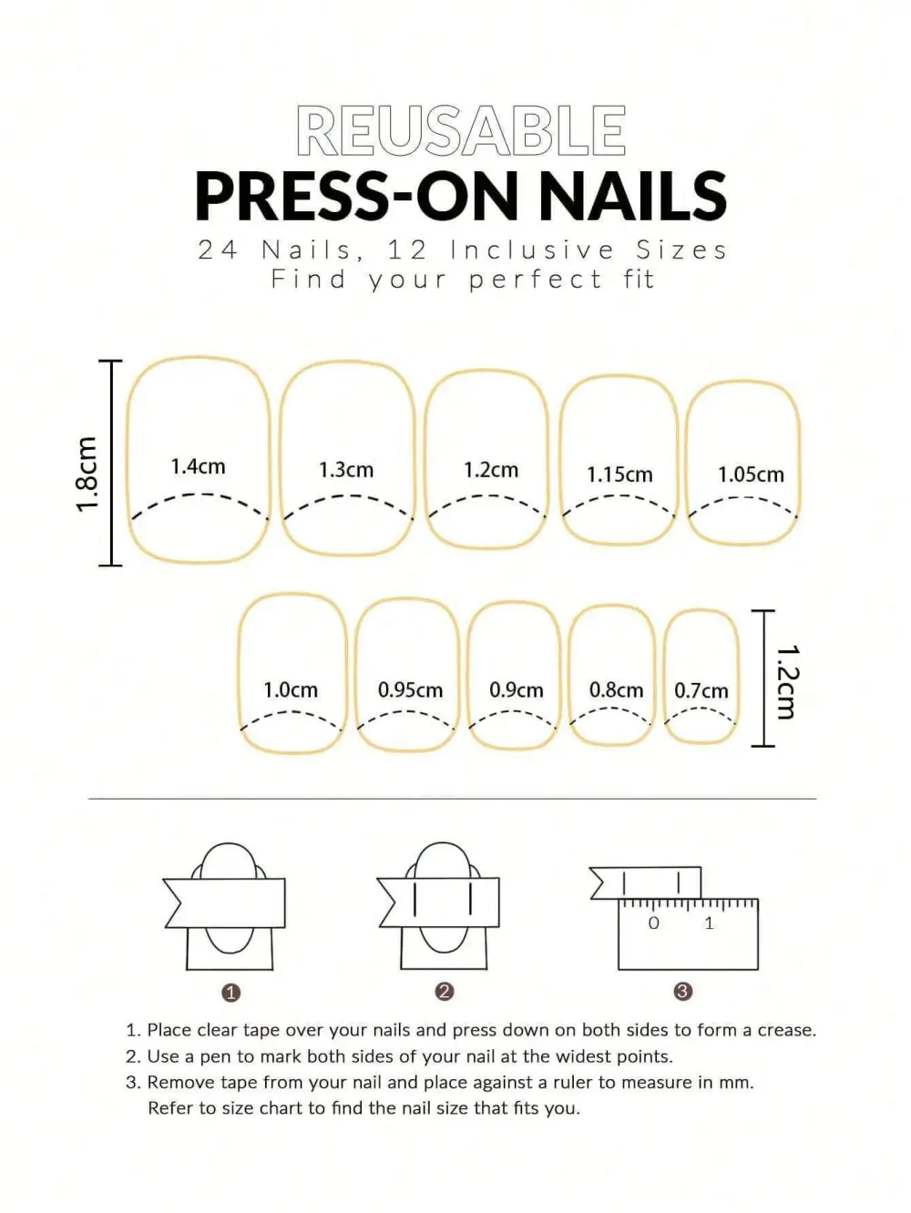 Nailhour 24Pcs Autumn French Short Square Press On Nails