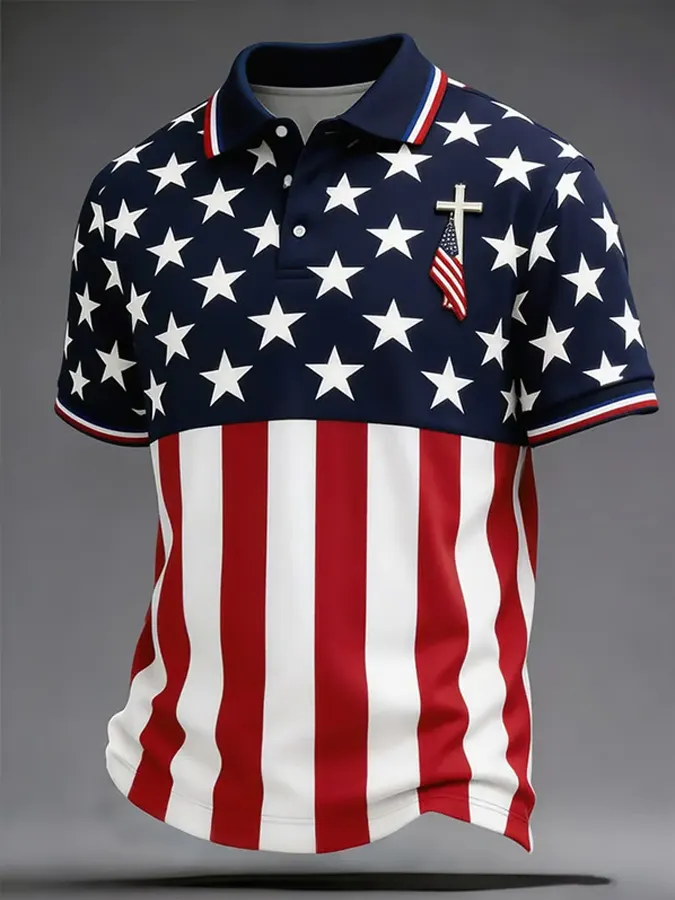 Men'S 250th Anniversary Printed Casual Polo Shirt