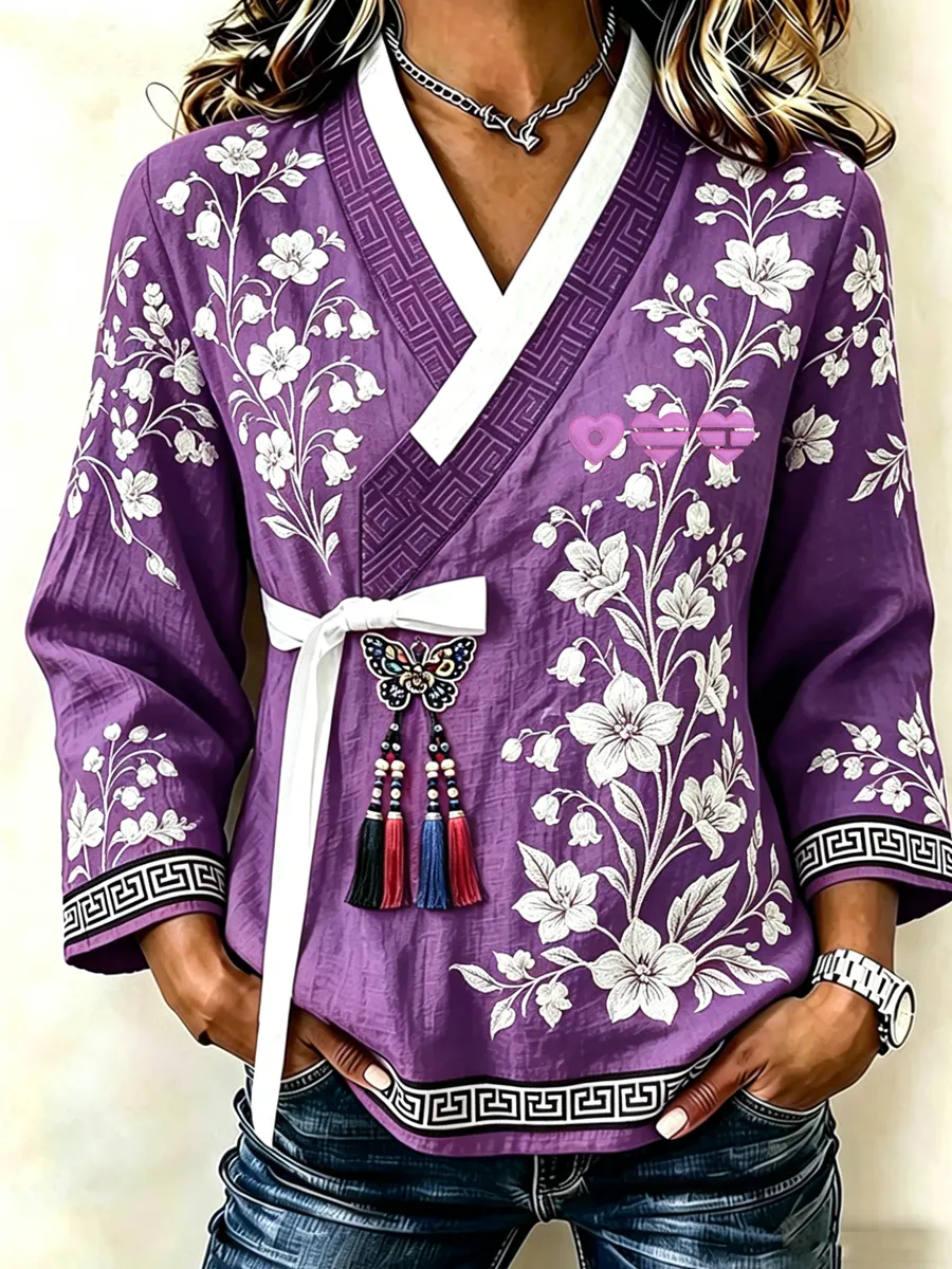 Women'S Casual Floral Embroidery Top