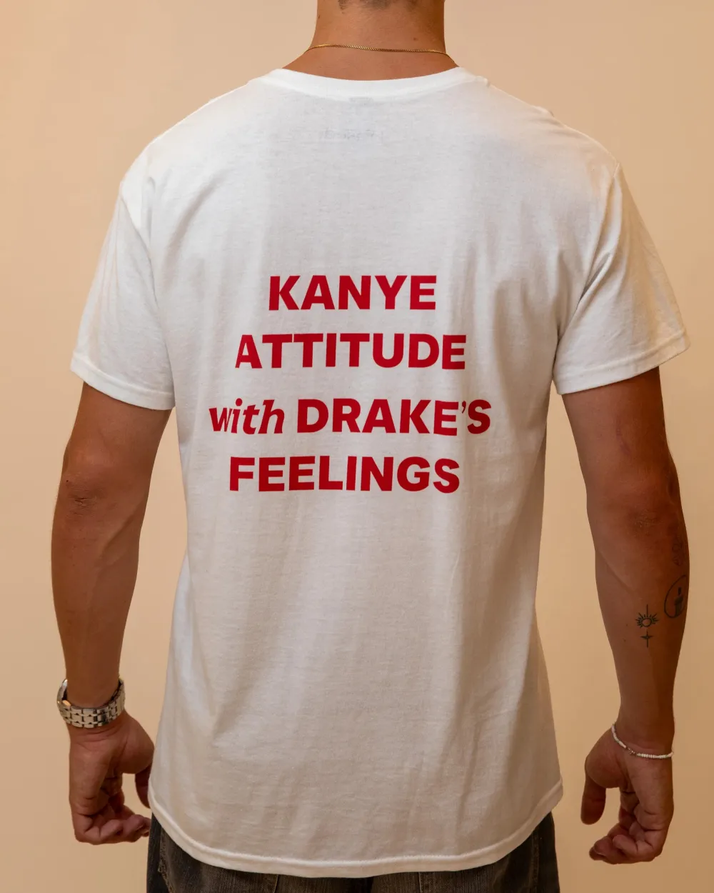 Men's KANYE ATTITUDE WITH DRAKES FEELINGS Round Neck T-Shirt
