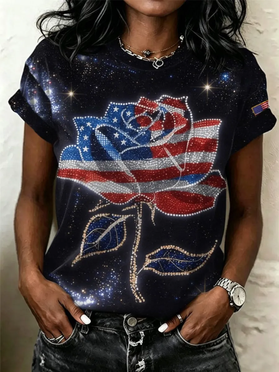 Women's Casual USA 250th Celebration Printed T-shirt