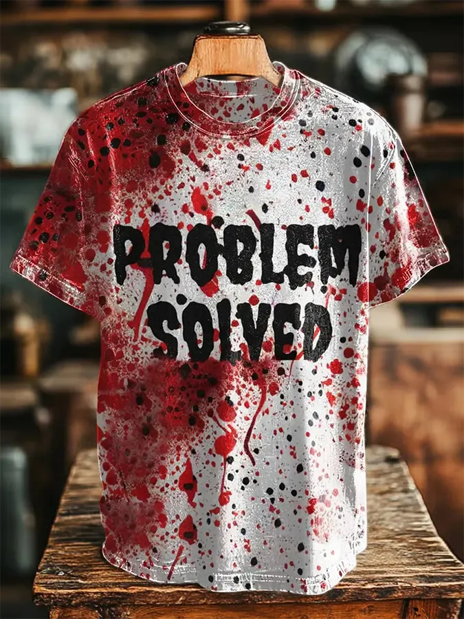Men'S Bloody Problem Solved Printed Casual T-Shirt