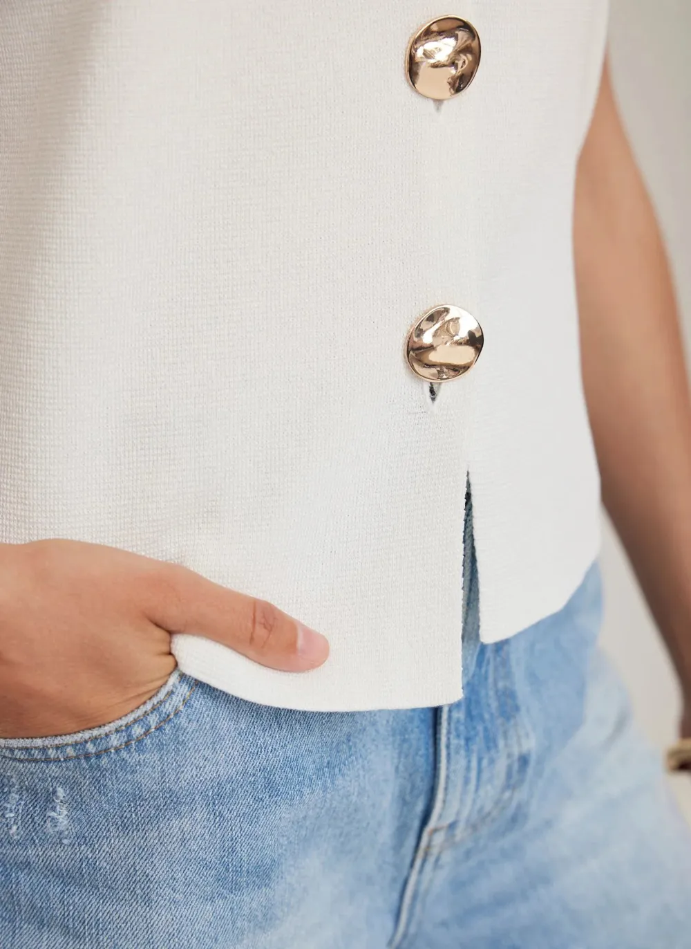 Casual Style V-neckline Knit Waistcoat