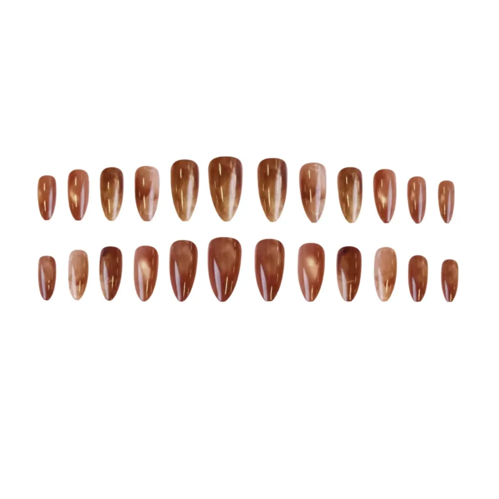 Nailhour 24Pcs Autumn Brown Medium Almond Press On Nails