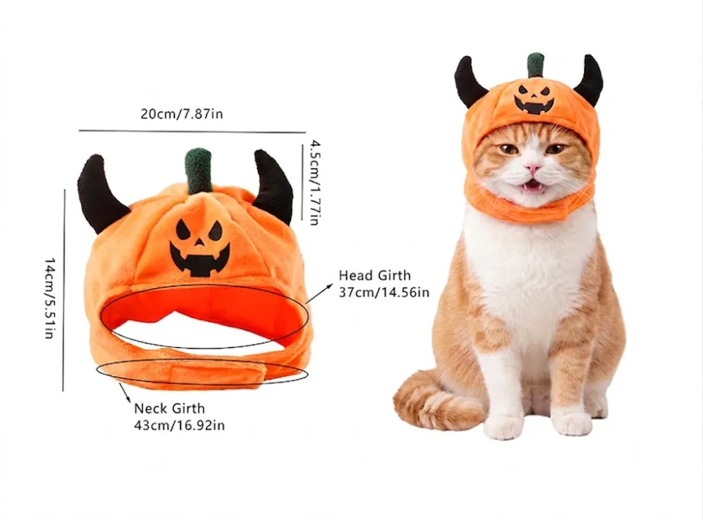 1Pcs Halloween Pet horn pumpkin hat