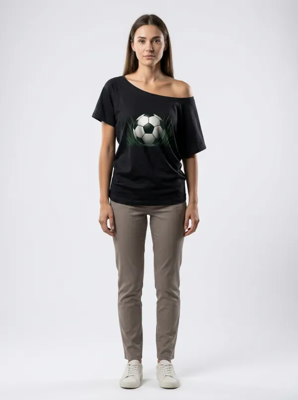 Women's Soccer Lover Grass Ball Printed T-shirt