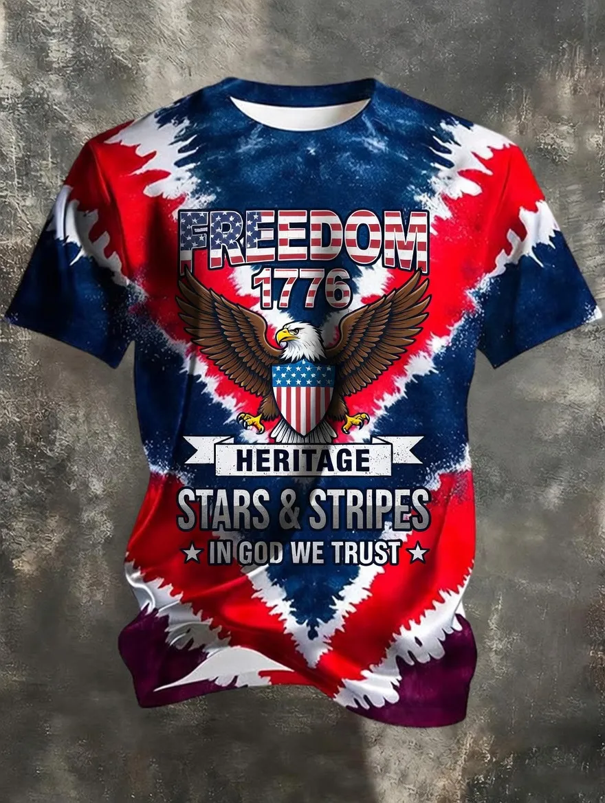 Men's Casual Freedom 1776 .In God We Trust Printed T-shirt