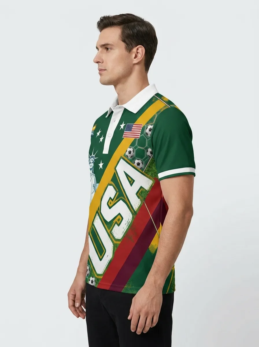 Men's USA Soccer Statue of Liberty Printed Polo Shirt