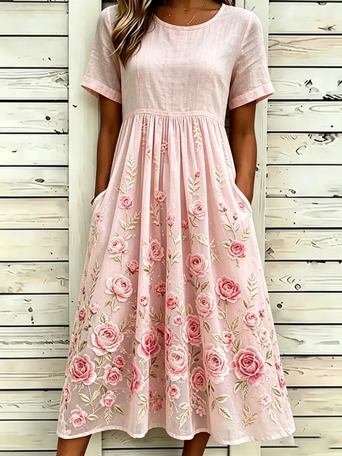 Women's floral short sleeved dress