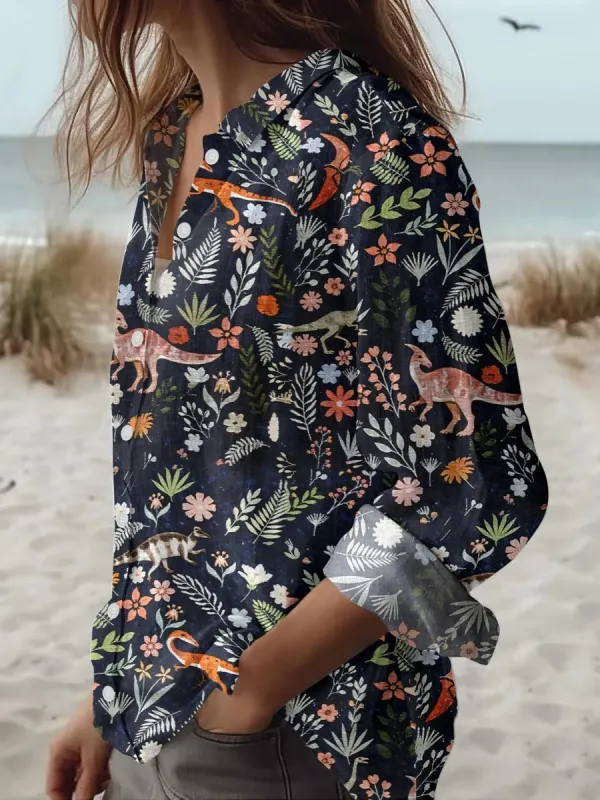 Dinosaur Floral Print Shirt
