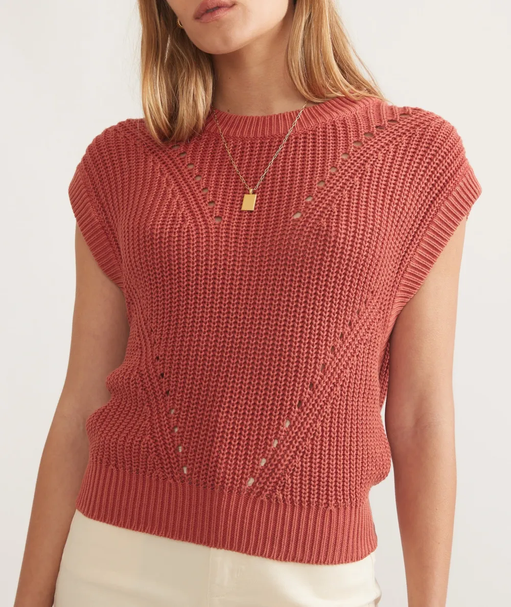 Sleeveless Knit Vest with Patterned Front