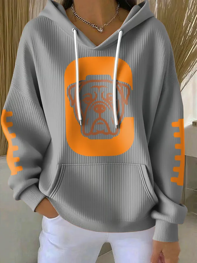 Dogs Printed Casual Hoodies with Pockets