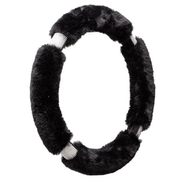 Black Plush Reflective Flashing Car Steering Wheel