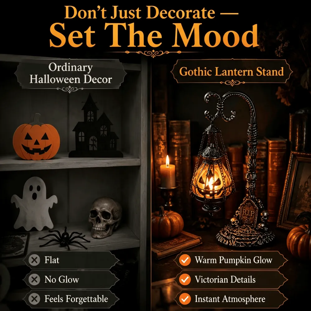 Halloween  Gothic Pumpkin Lantern Stand