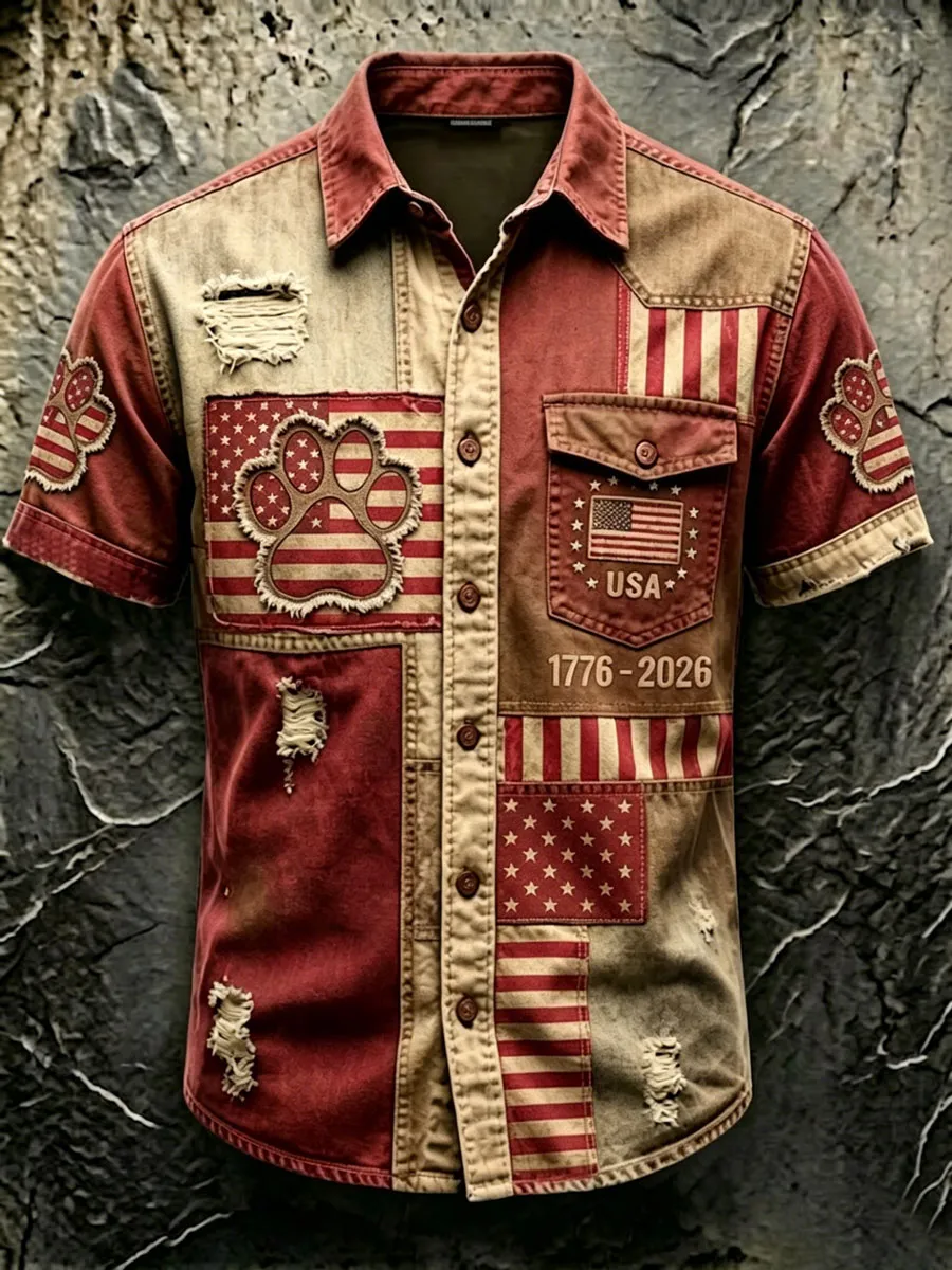 Men'S 250Th Anniversary National Paw Prints Print  Shirt
