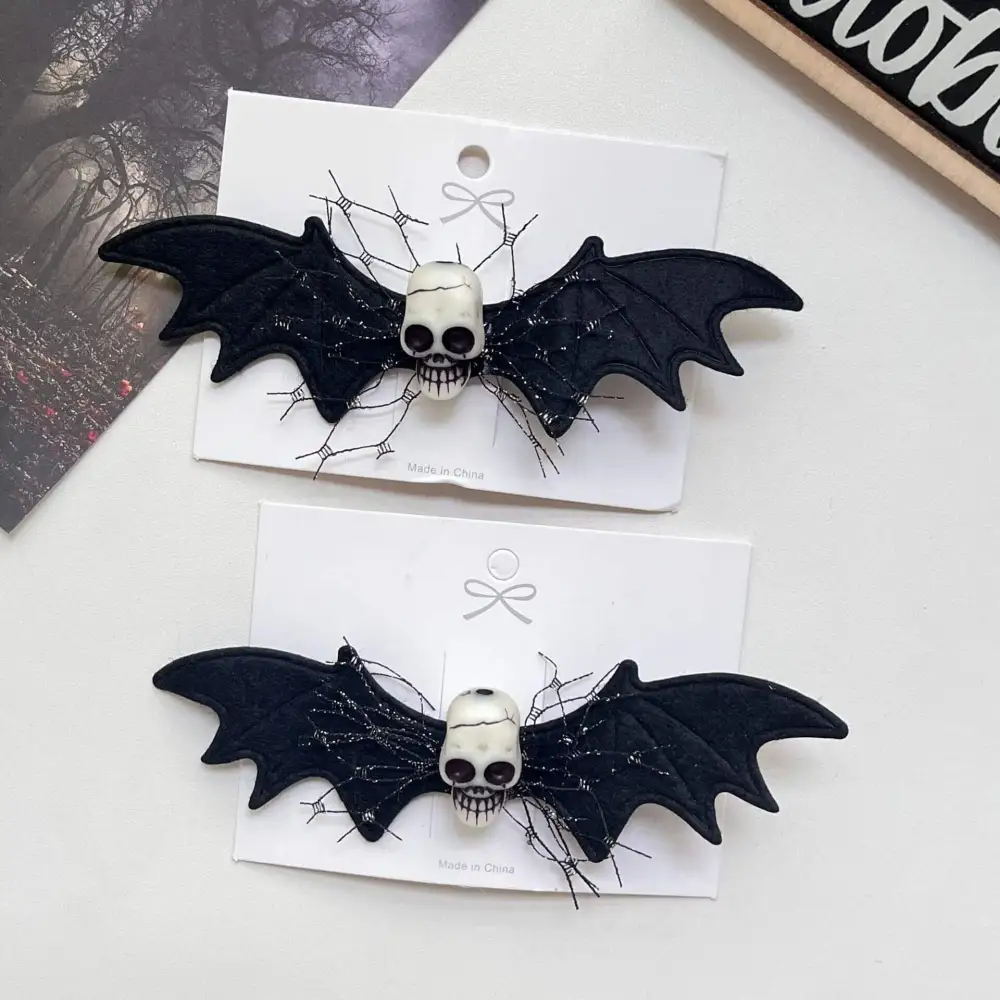 2pcs Halloween Skull Bat Hairpin