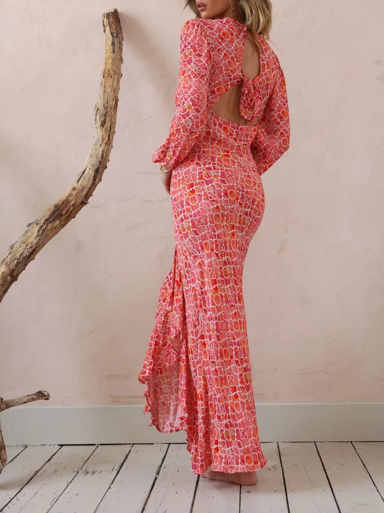 Ruffled Hem Print Dress