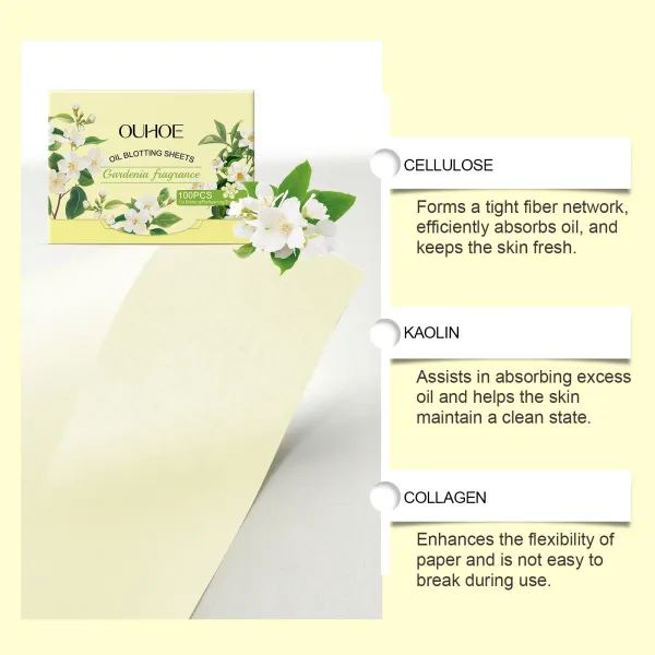 OUHOE,Fragrant Gardenia Oil Absorbing Paper for Facial Cleaning, Keeping Face Fresh and Comfortable, Daily Portable Oil Absorbing Paper-$GO