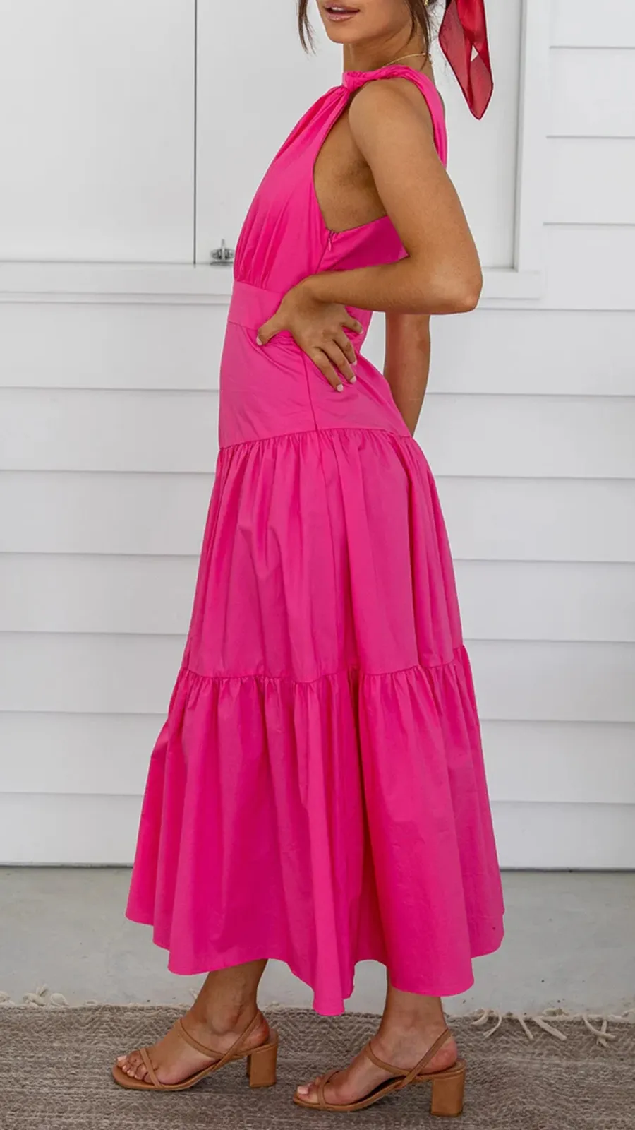 Knot Detail In Shoulder Strap Maxi Dress