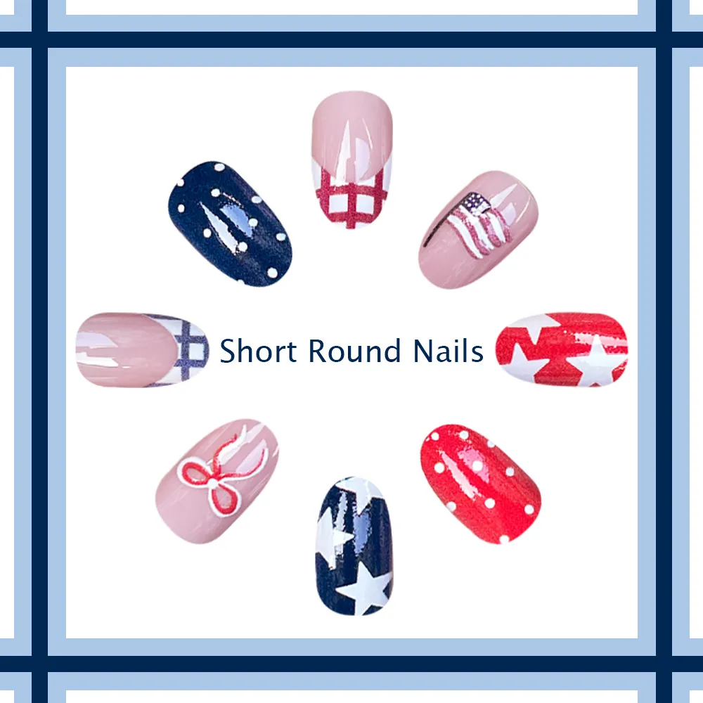 Nailhour Multicolor National Flag Oval French Press On Nails