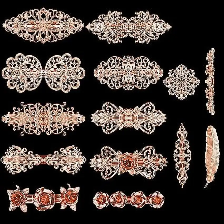 Metal Embossed Floral Three-Dimensional Hair Clip