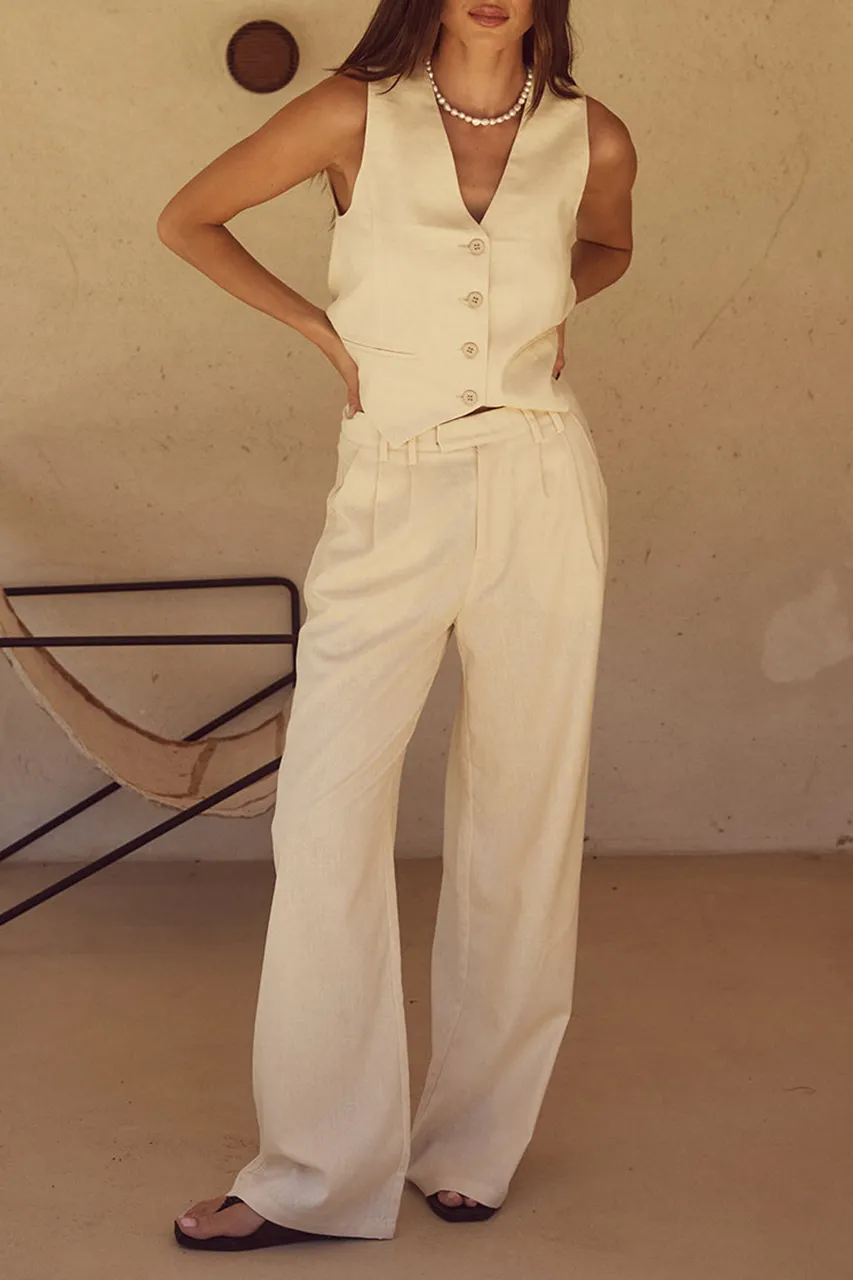 Solid Color Straight Leg Tailored Pants