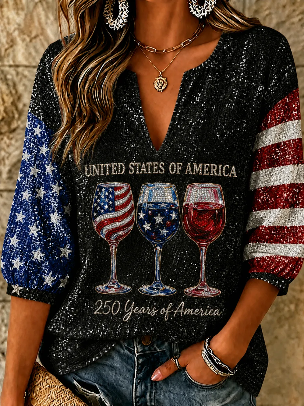 Women's 250th Anniversary Printed Casual Top