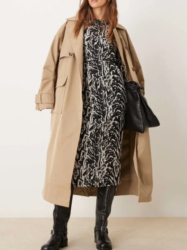 Tied Waist Print Midi Dress