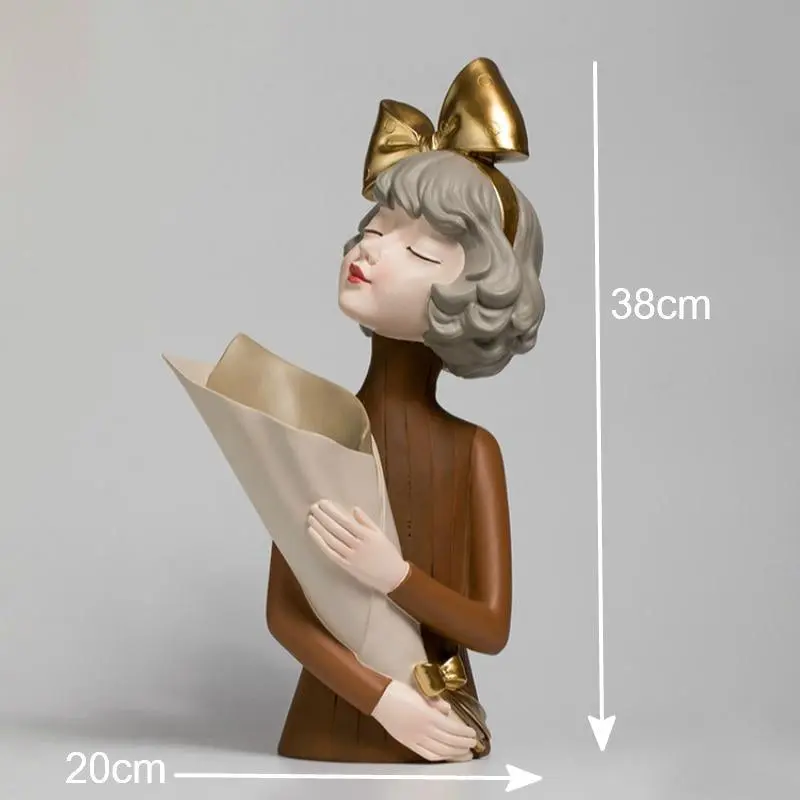 Bow Girl With Rose Sculpture