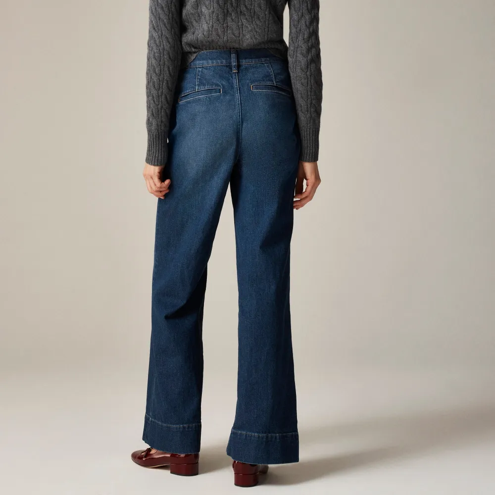 Button-Fly Wide Leg Jeans